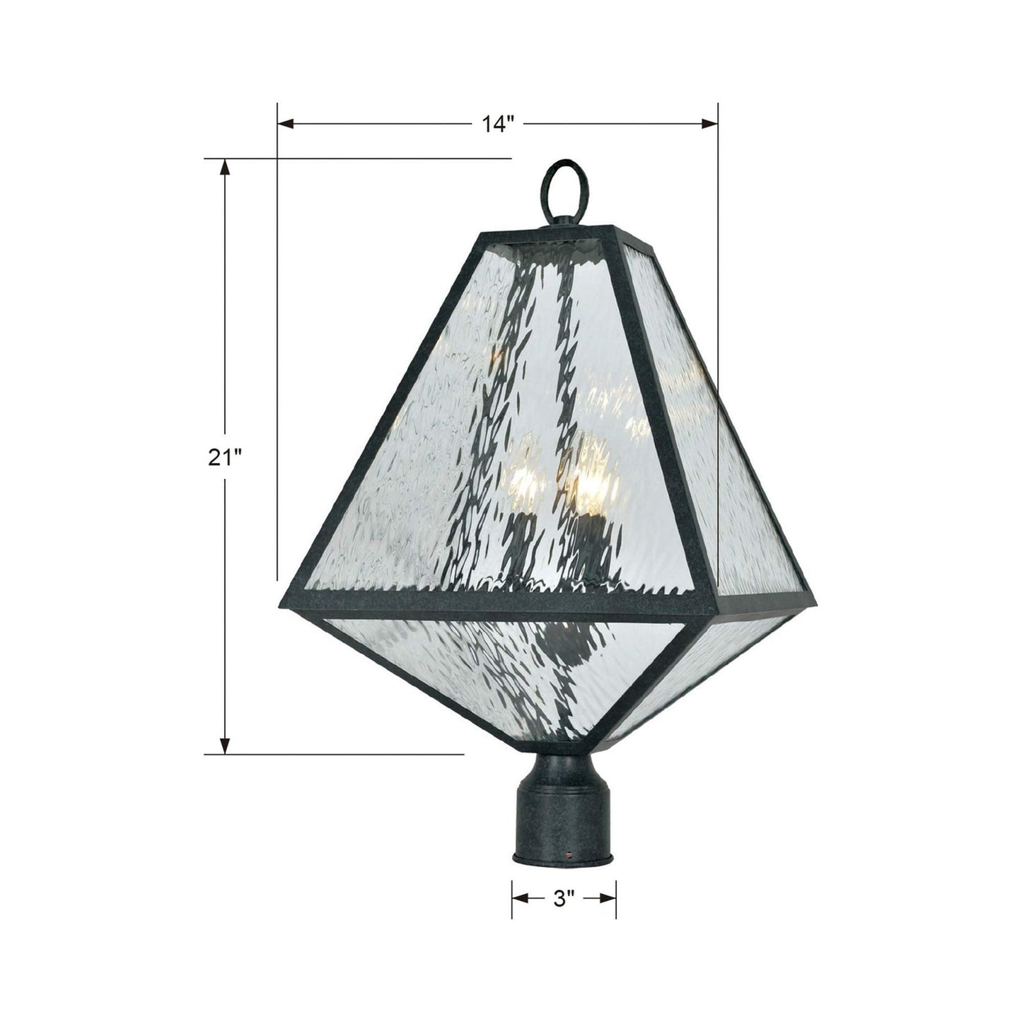 Glacier Outdoor Post Light - line drawing.