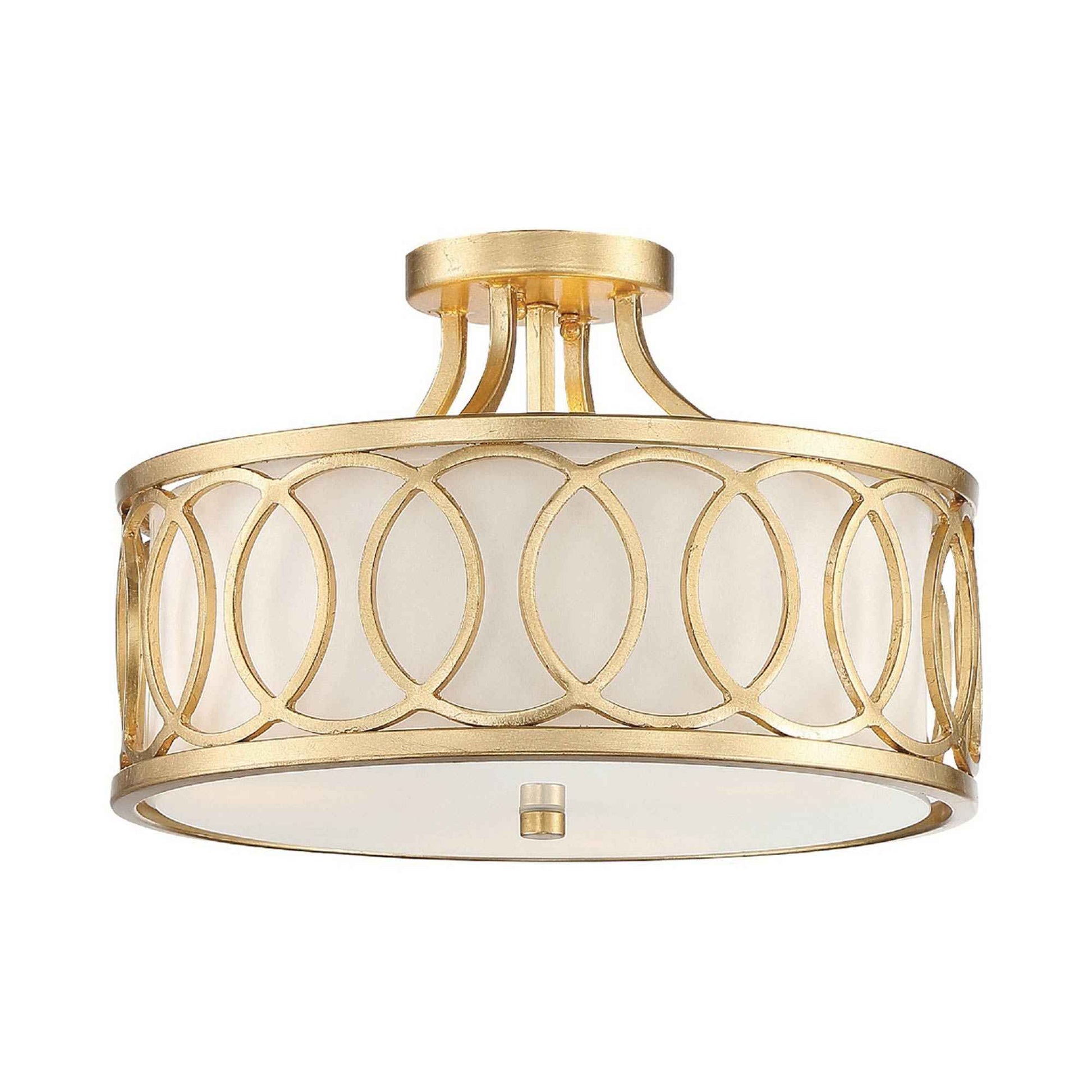 Graham Semi Flush Mount Ceiling Light in Antique Gold.