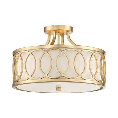 Graham Semi Flush Mount Ceiling Light in Antique Gold.