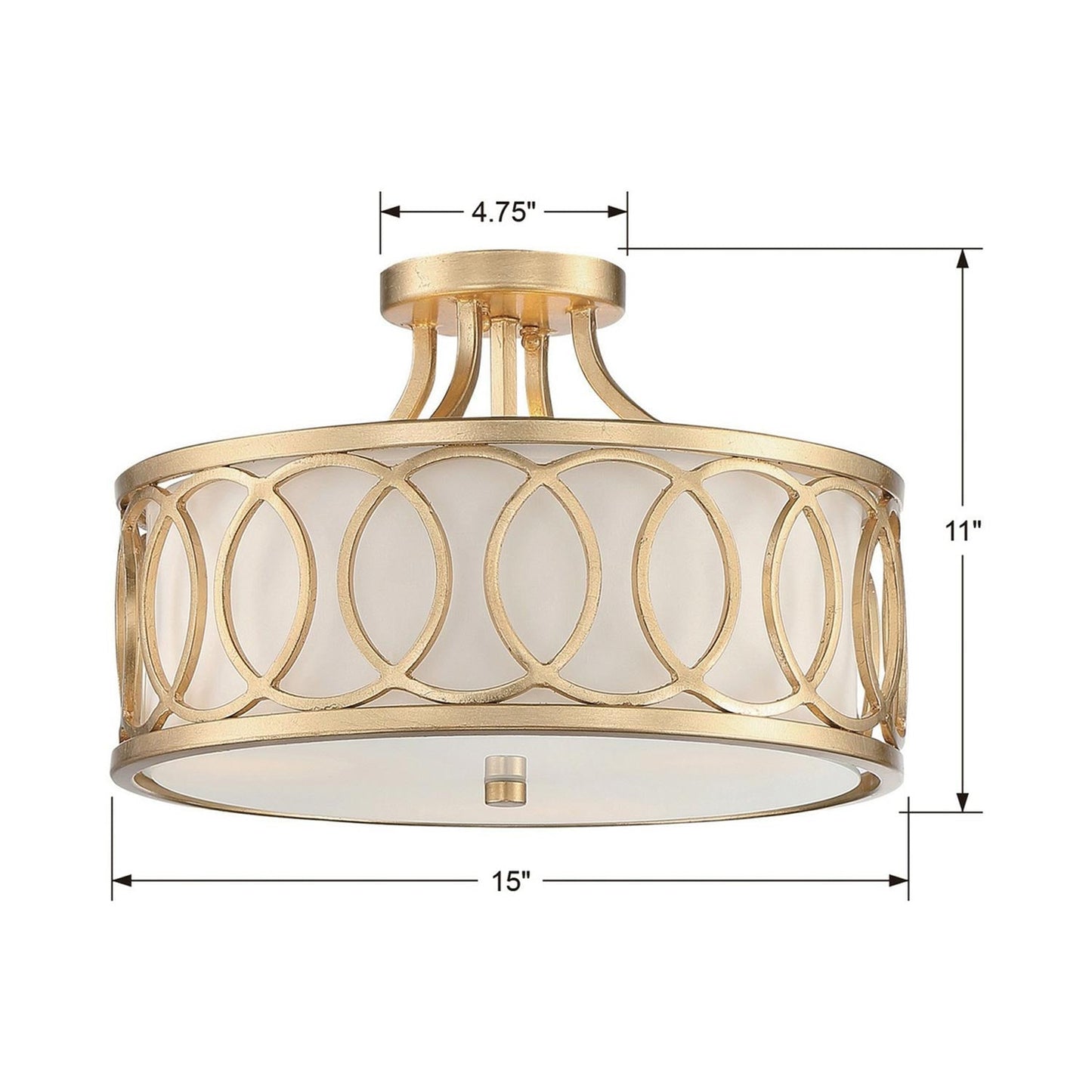 Graham Semi Flush Mount Ceiling Light - line drawing.