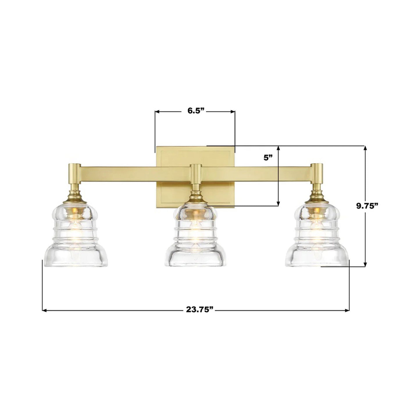 Gregory Bath Vanity Light - line drawing.