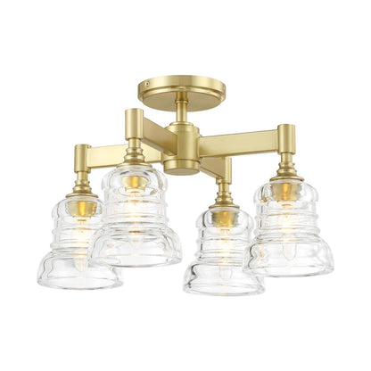 Gregory Multi Light Semi Flush Mount Ceiling Light in Aged Brass.