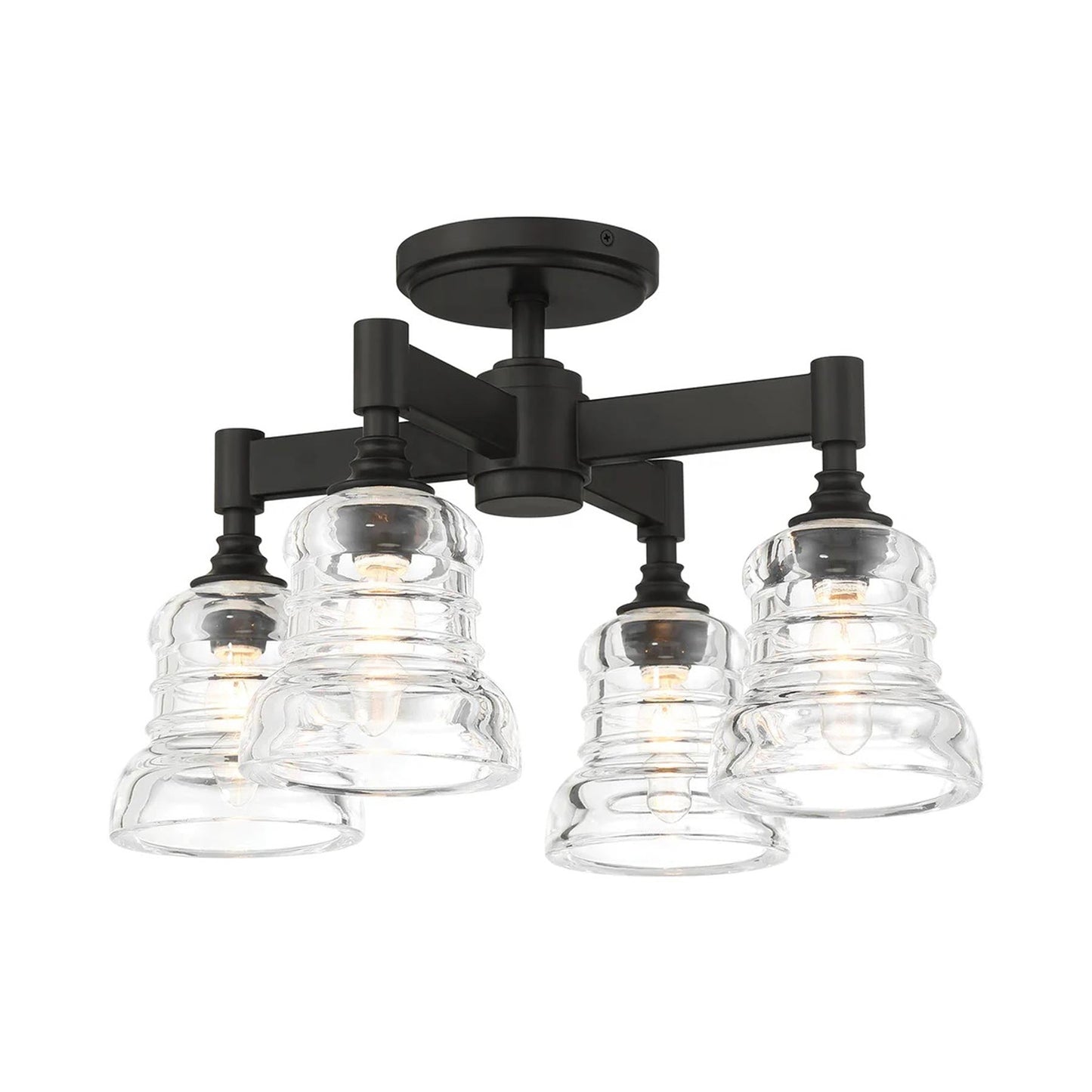 Gregory Multi Light Semi Flush Mount Ceiling Light in Matte Black.