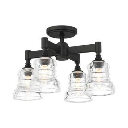 Gregory Multi Light Semi Flush Mount Ceiling Light in Matte Black.