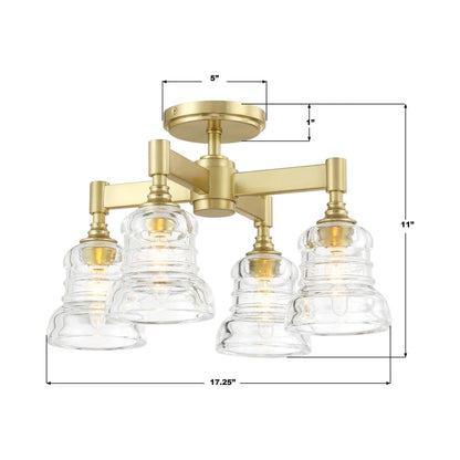 Gregory Multi Light Semi Flush Mount Ceiling Light - line drawing.