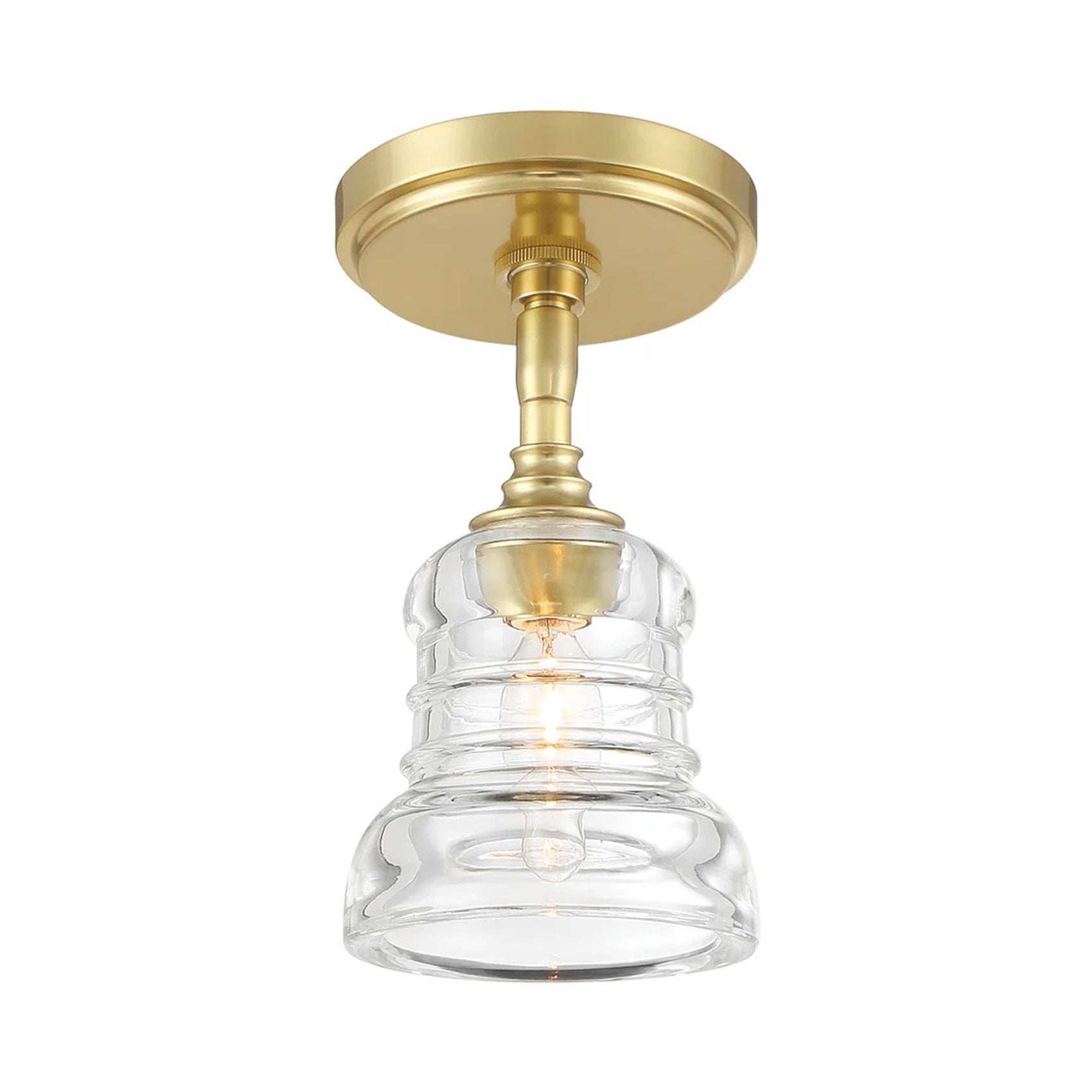 Gregory Semi Flush Mount Ceiling Light in Aged Brass.