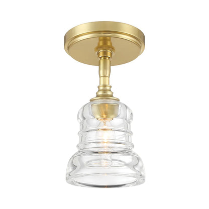 Gregory Semi Flush Mount Ceiling Light in Aged Brass.