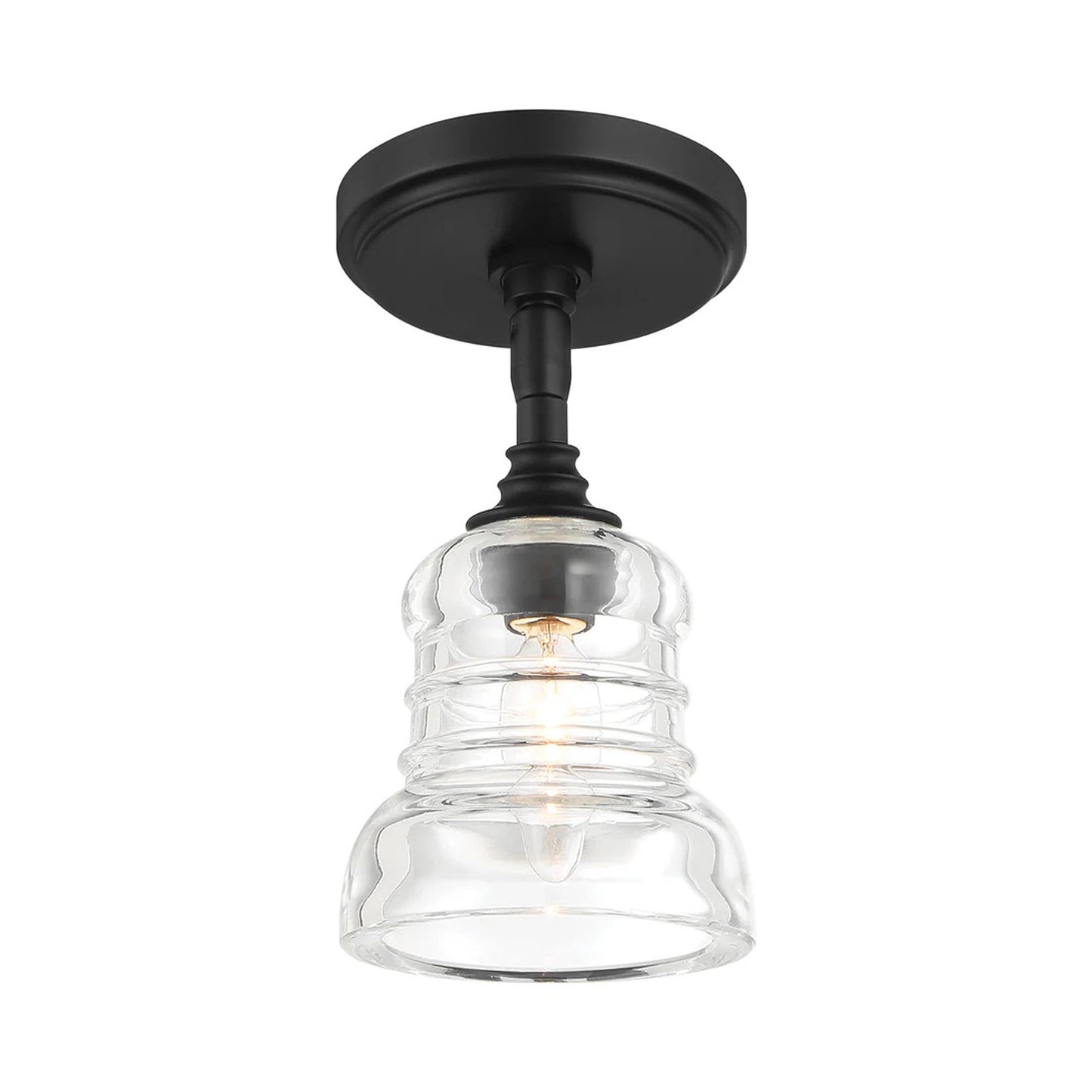 Gregory Semi Flush Mount Ceiling Light in Matte Black.