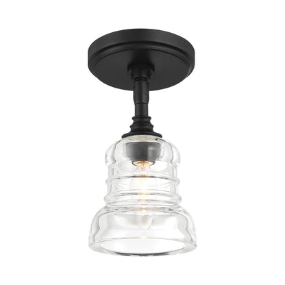 Gregory Semi Flush Mount Ceiling Light in Matte Black.