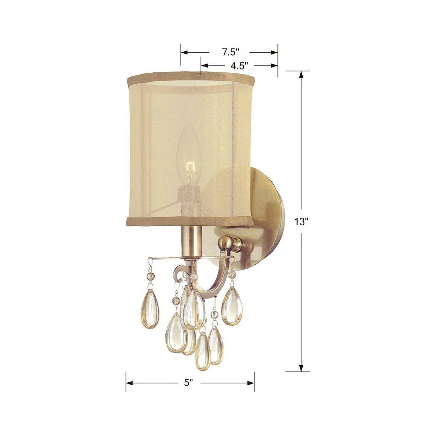 Hampton Wall Light - line drawing.