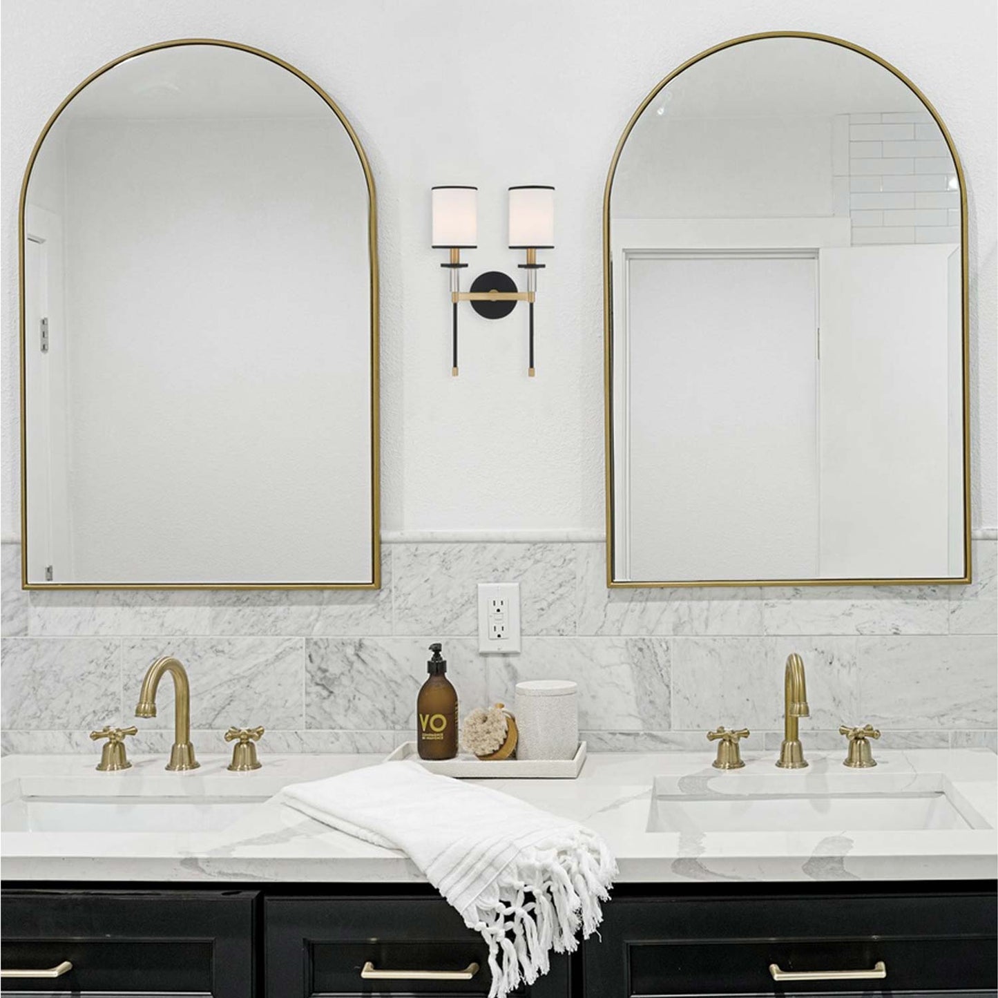 Hatfield Wall Light in bathroom.