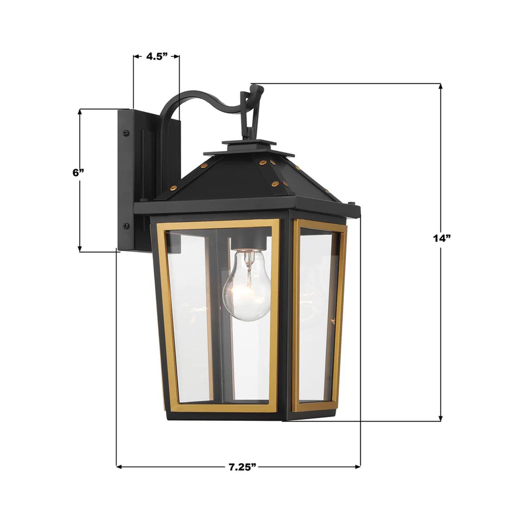 Hawkins Outdoor Wall Light - line drawing.