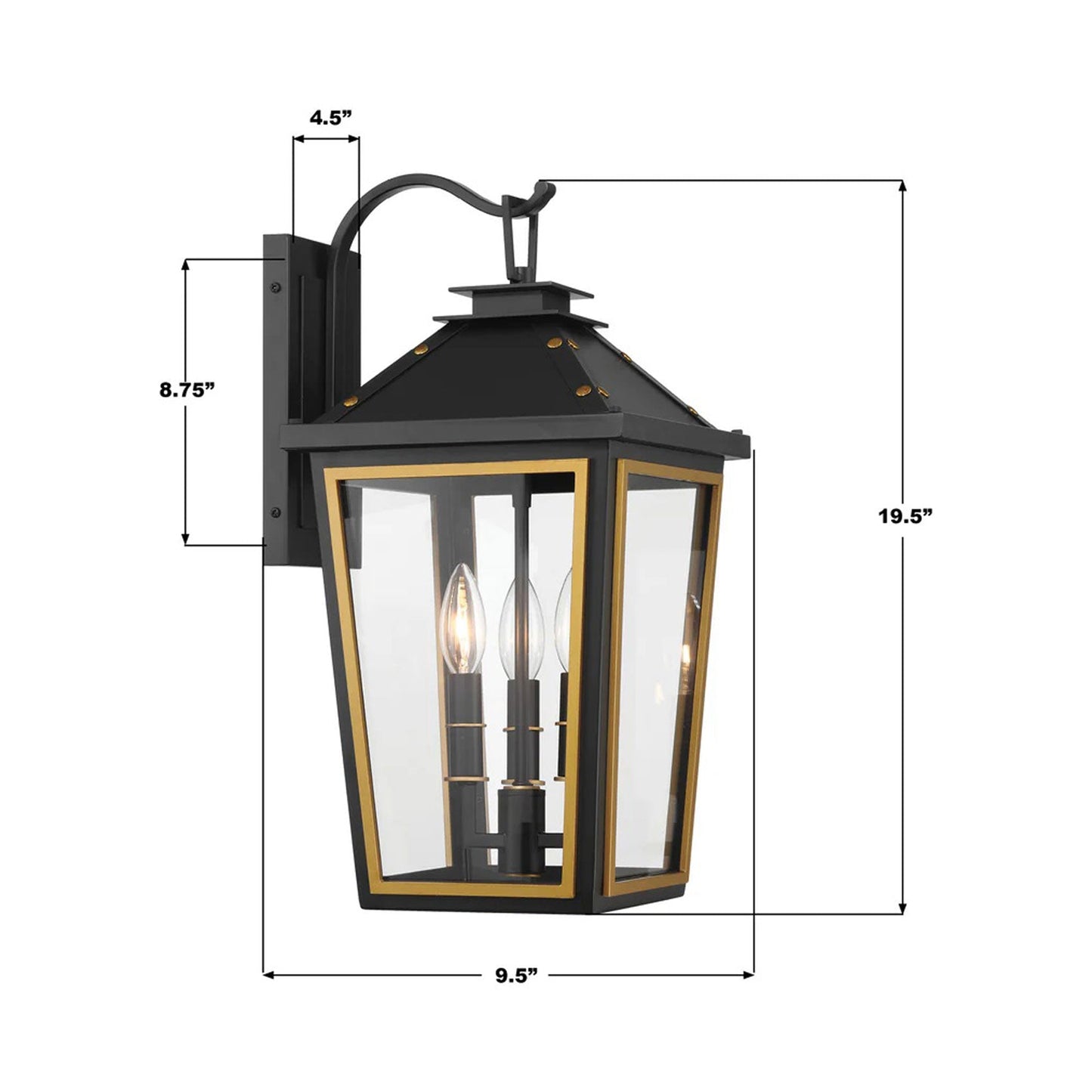 Hawkins Outdoor Wall Light - line drawing.
