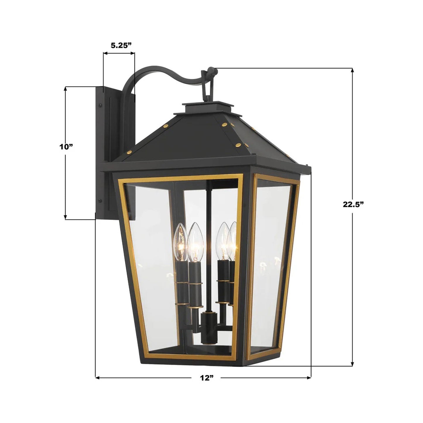 Hawkins Outdoor Wall Light - line drawing.