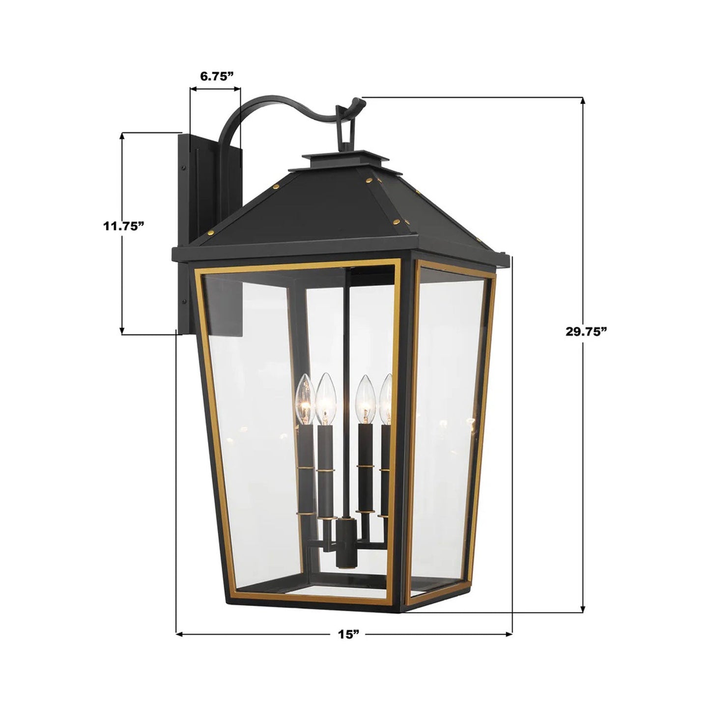 Hawkins Outdoor Wall Light - line drawing.
