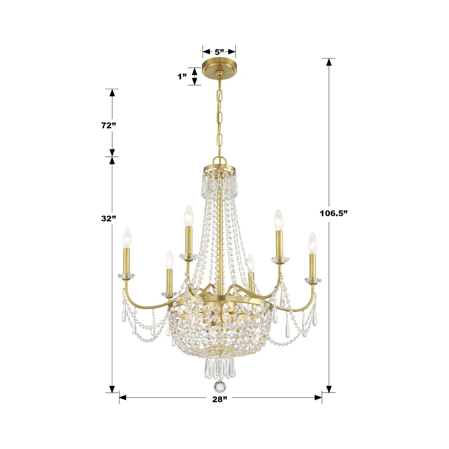 Haywood Chandelier - line drawing.