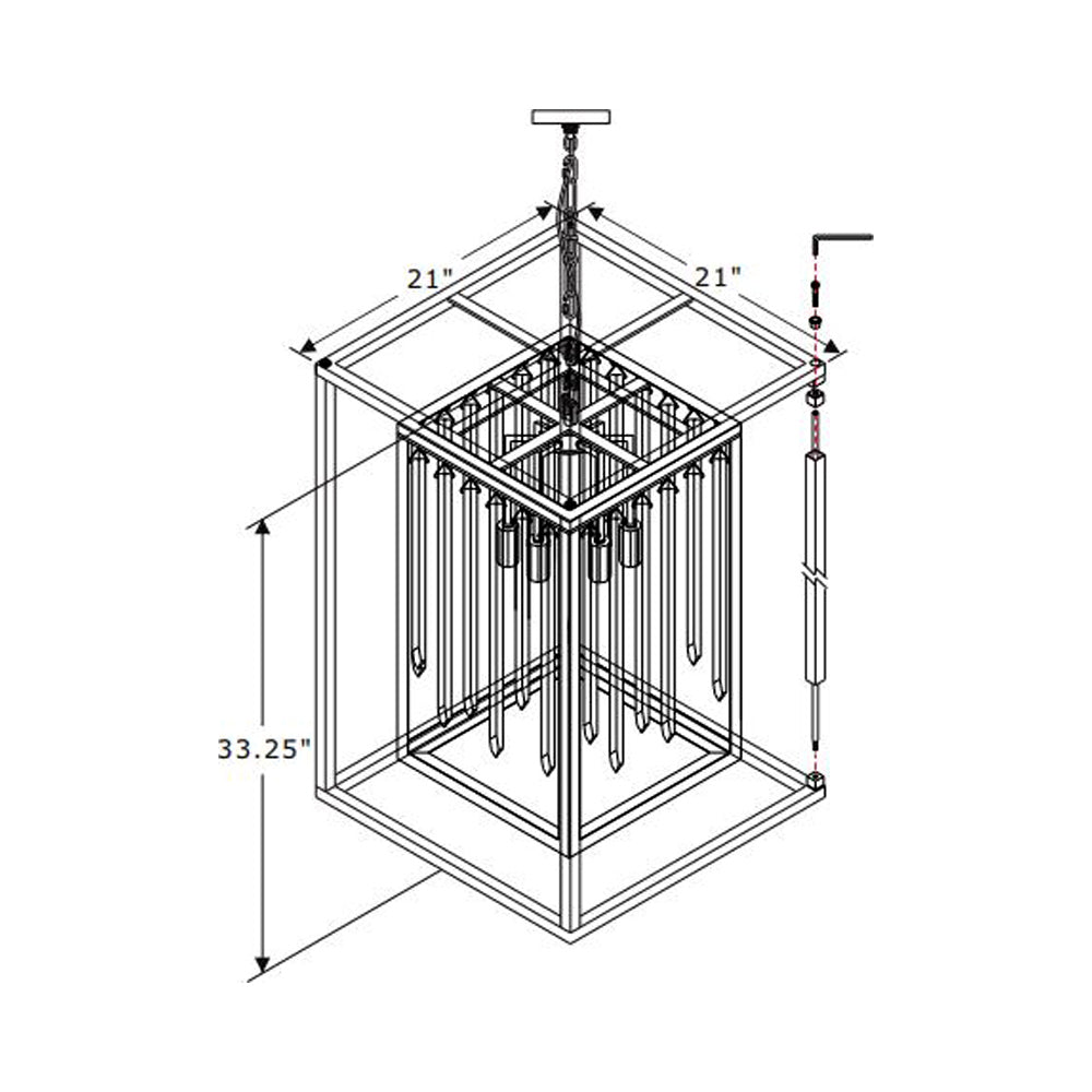 Hollis Chandelier - line drawing.