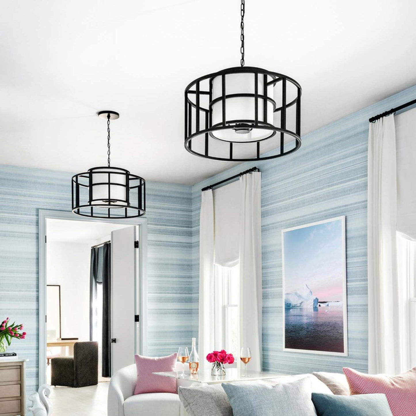 Hulton Chandelier in living room.