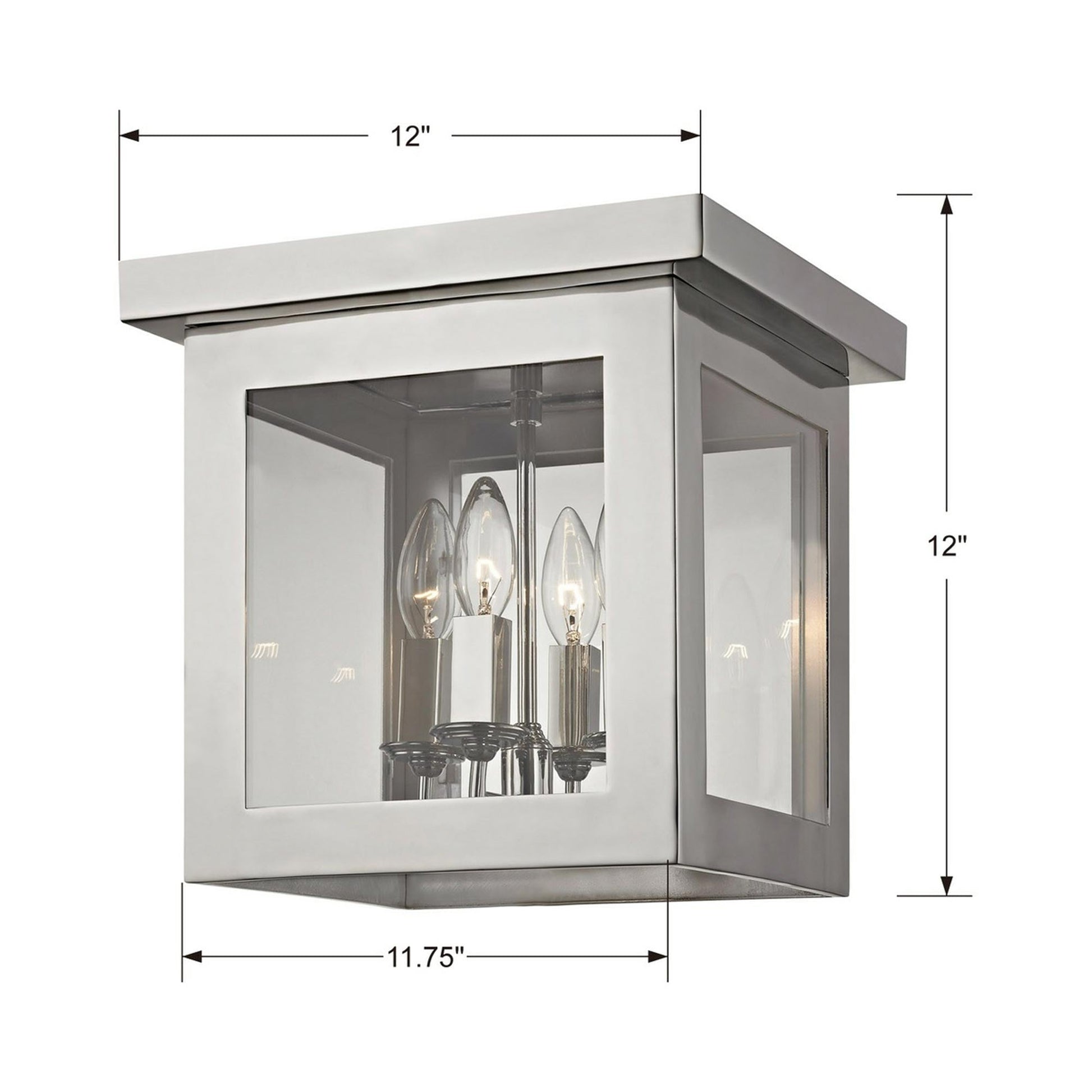 Hurley Semi Flush Mount Ceiling Light - line drawing.