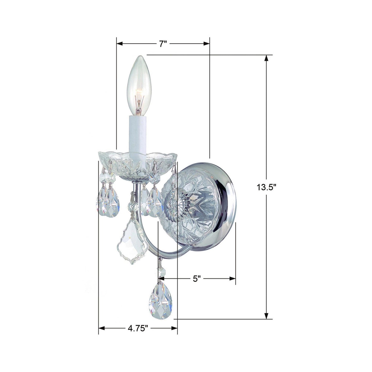 Imperial Wall Light - line drawing.