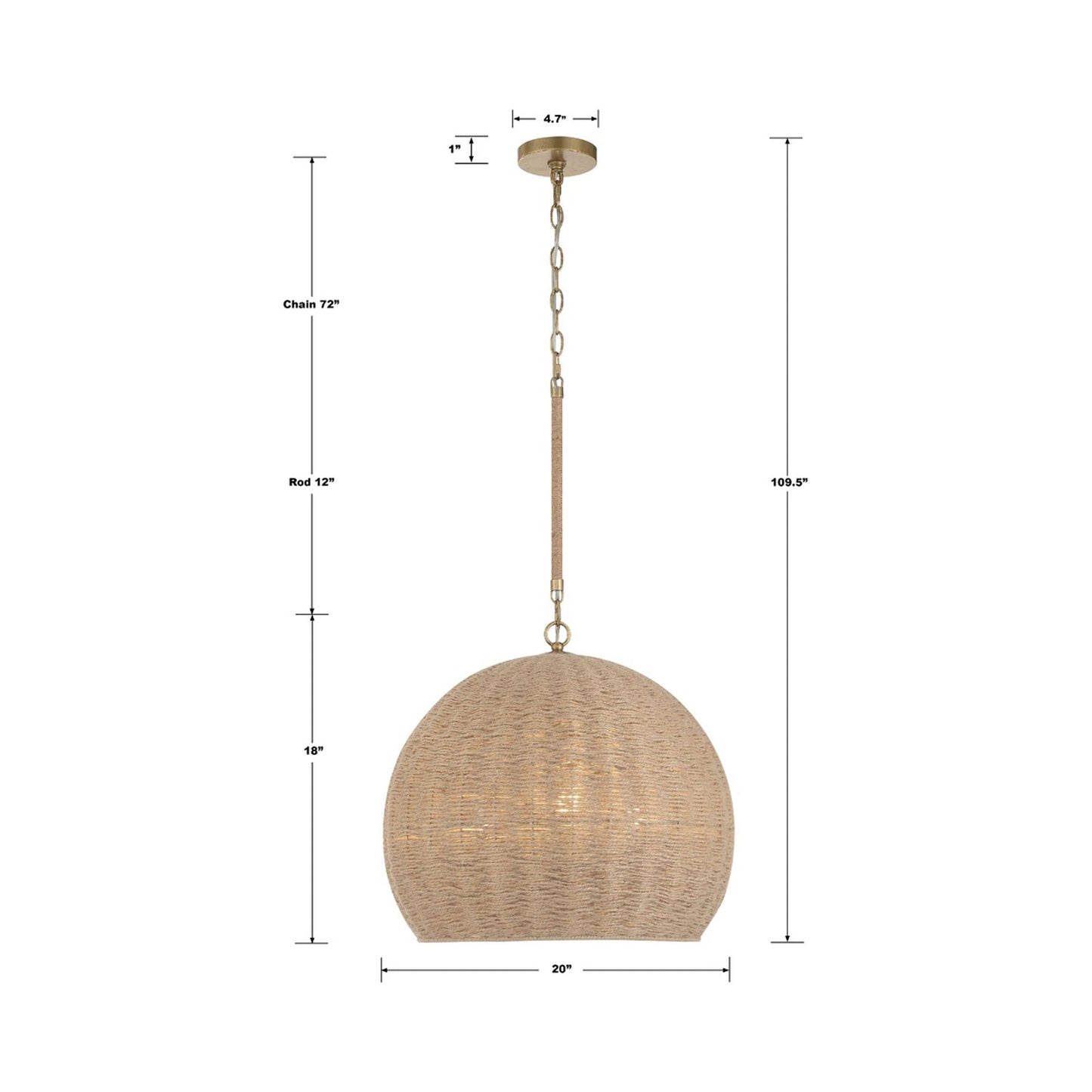 Jace Pendant Light - line drawing.