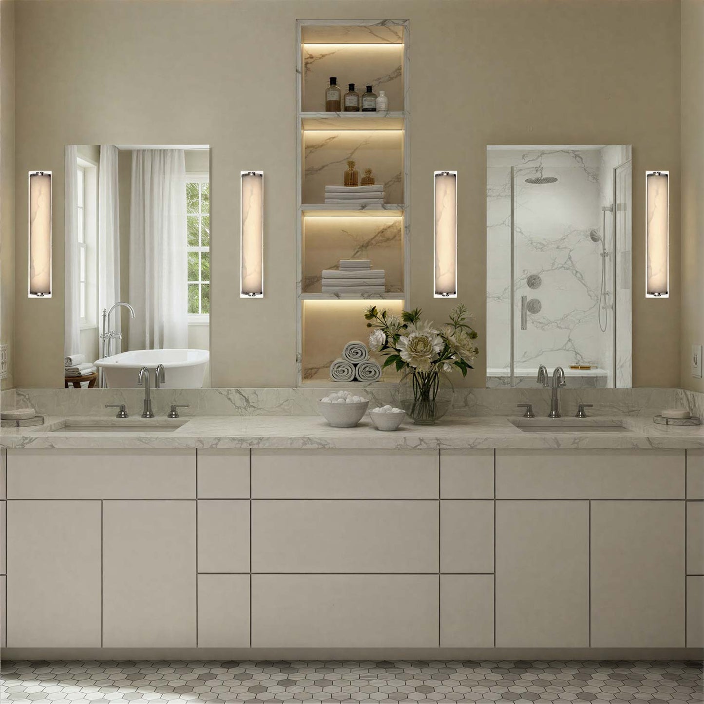 Jarvis LED Wall Light in bathroom.