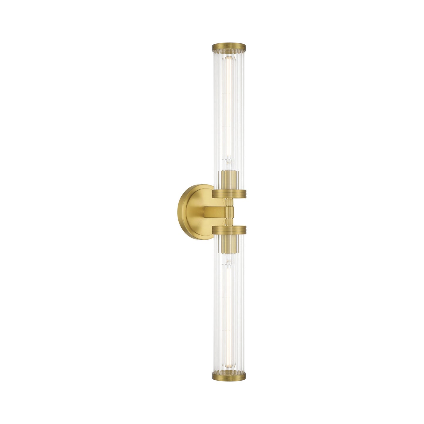 Jarvis Ribbed Wall Light in Aged Brass.