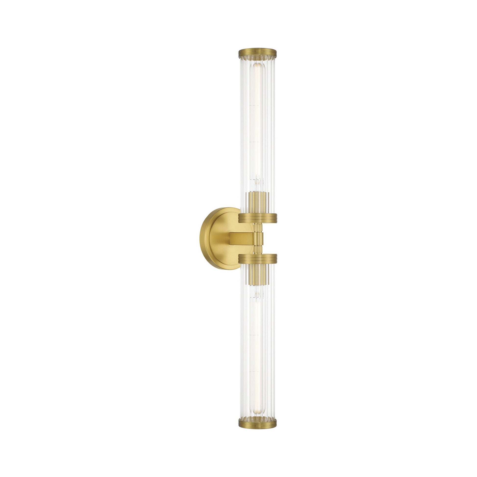 Jarvis Ribbed Wall Light in Aged Brass.