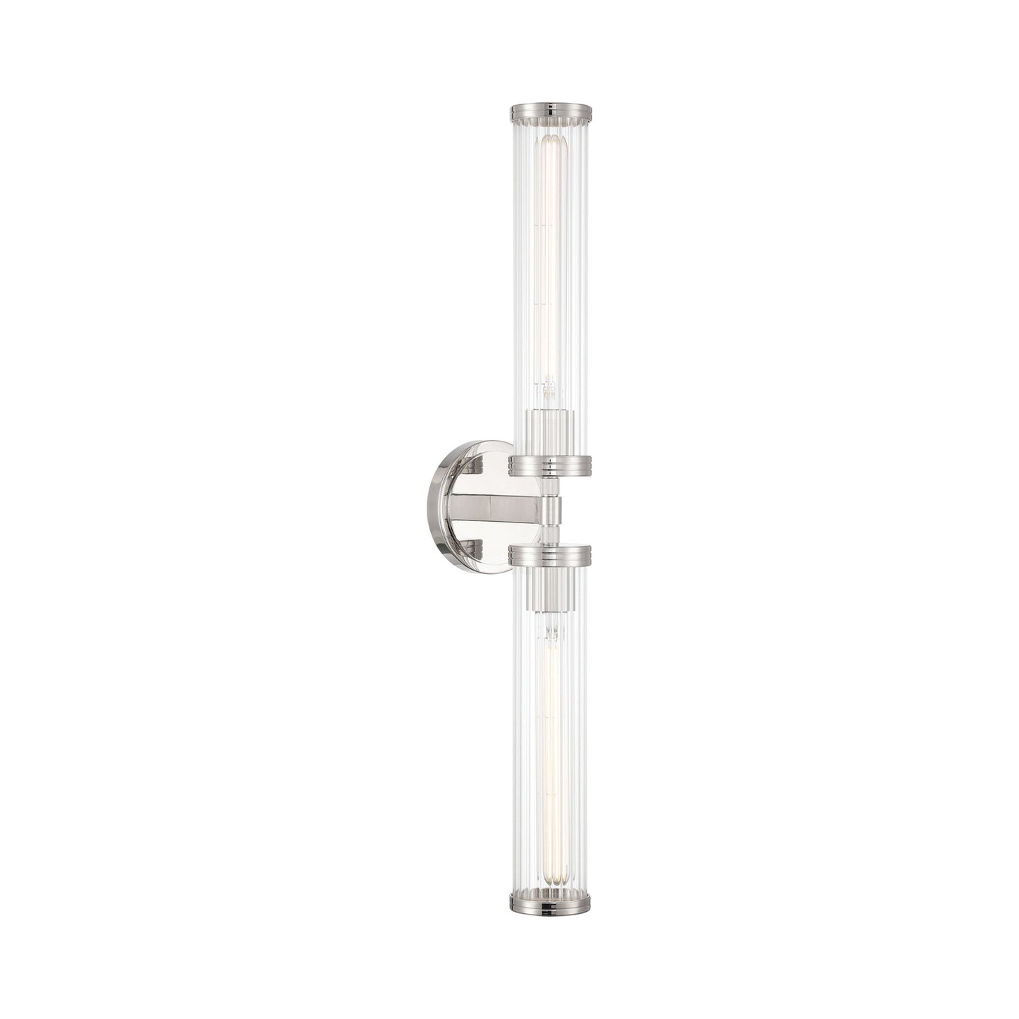 Jarvis Ribbed Wall Light in Polished Nickel.