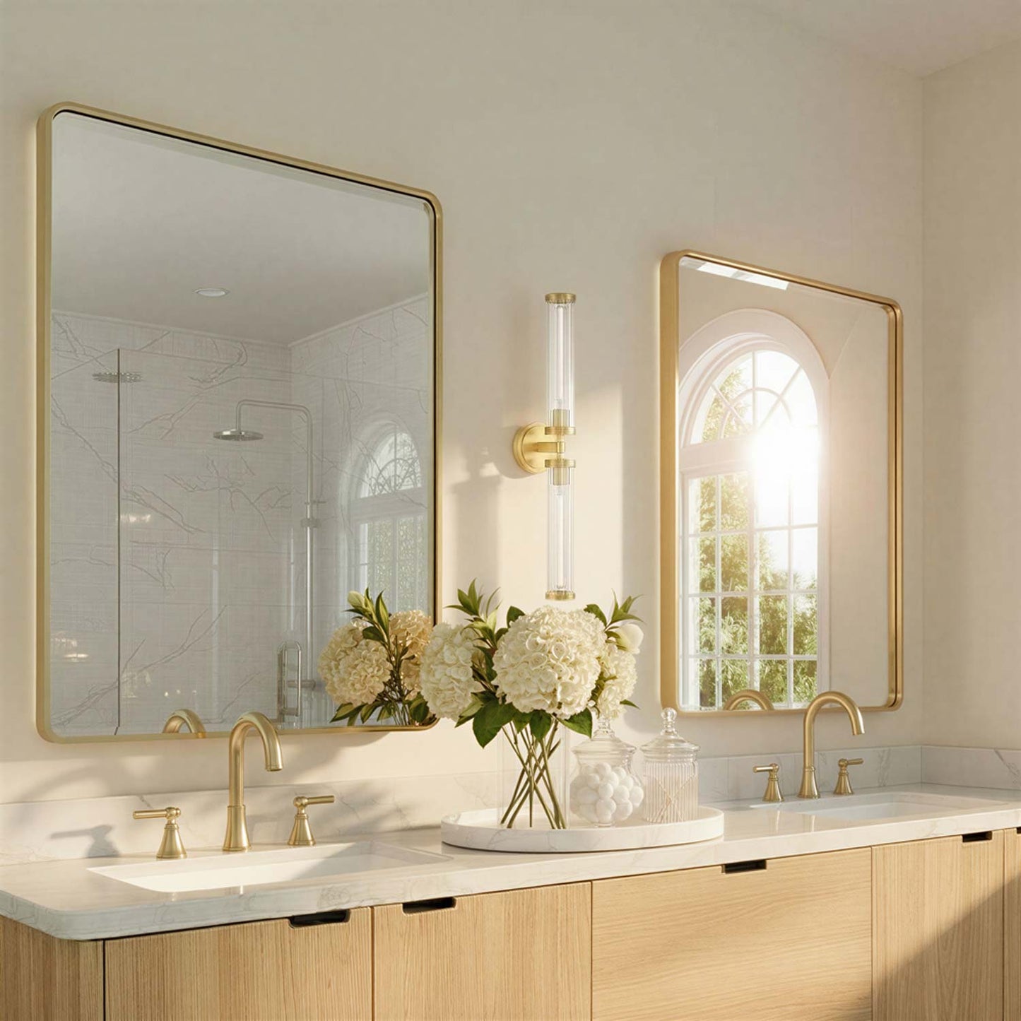 Jarvis Ribbed Wall Light in bathroom.
