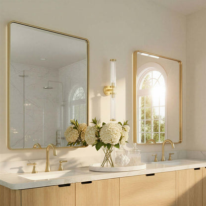 Jarvis Ribbed Wall Light in bathroom.
