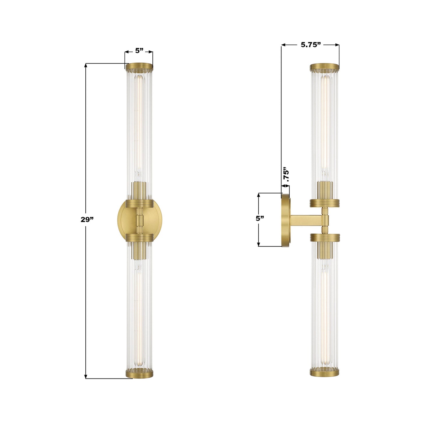 Jarvis Ribbed Wall Light - line drawing.