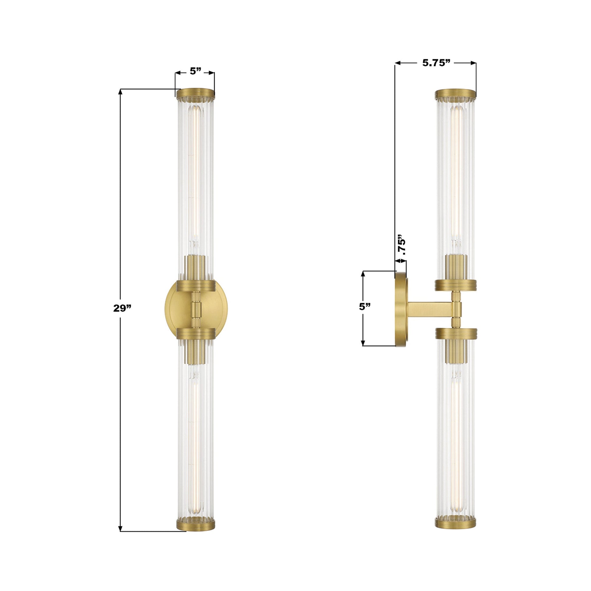 Jarvis Ribbed Wall Light - line drawing.