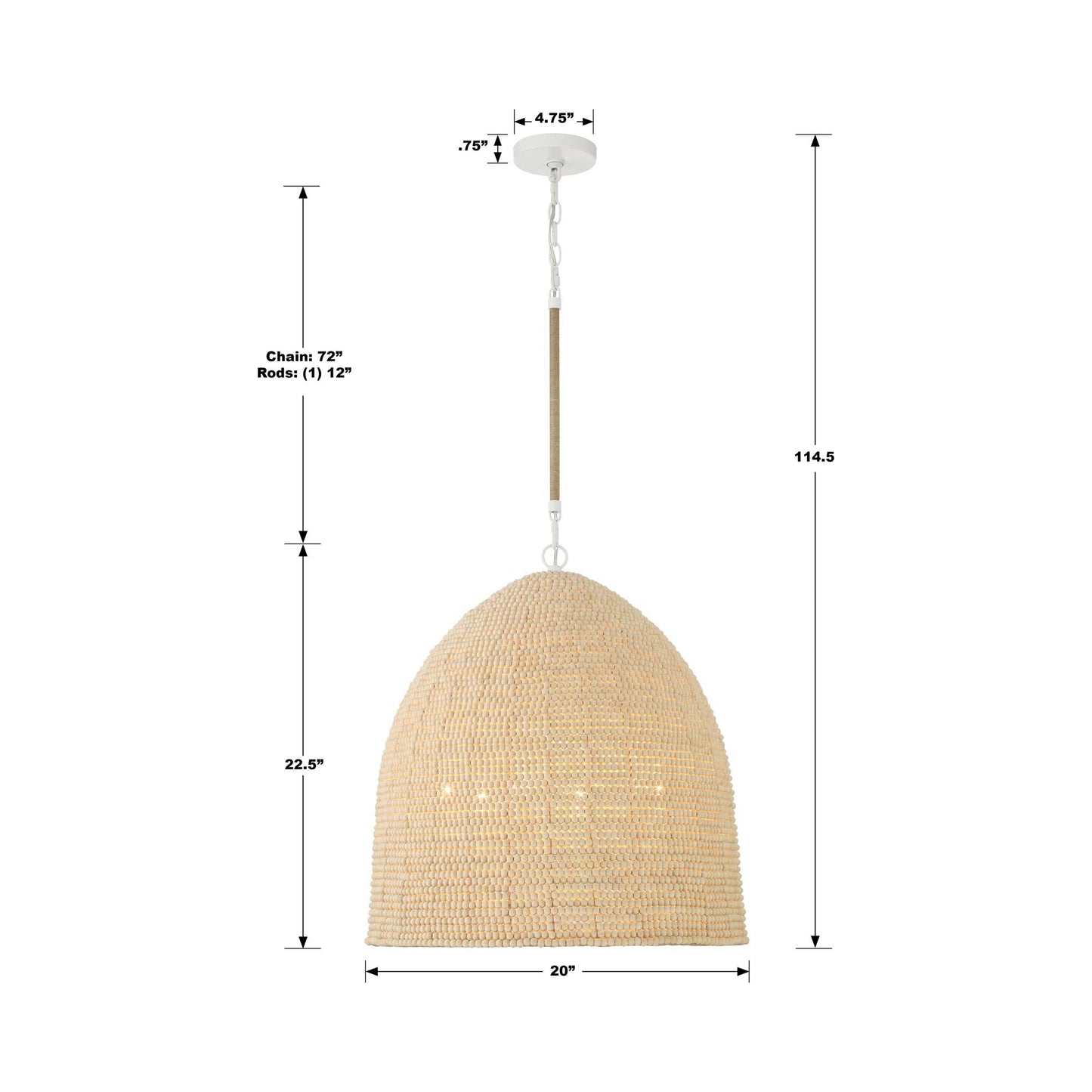 Jasper Pendant Light - line drawing.