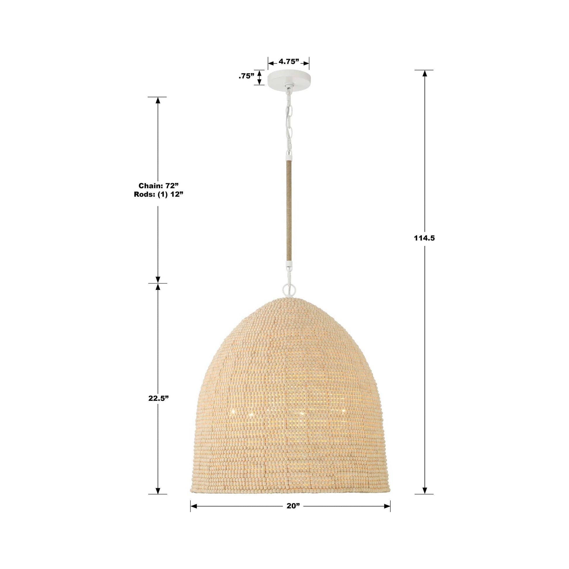 Jasper Pendant Light - line drawing.