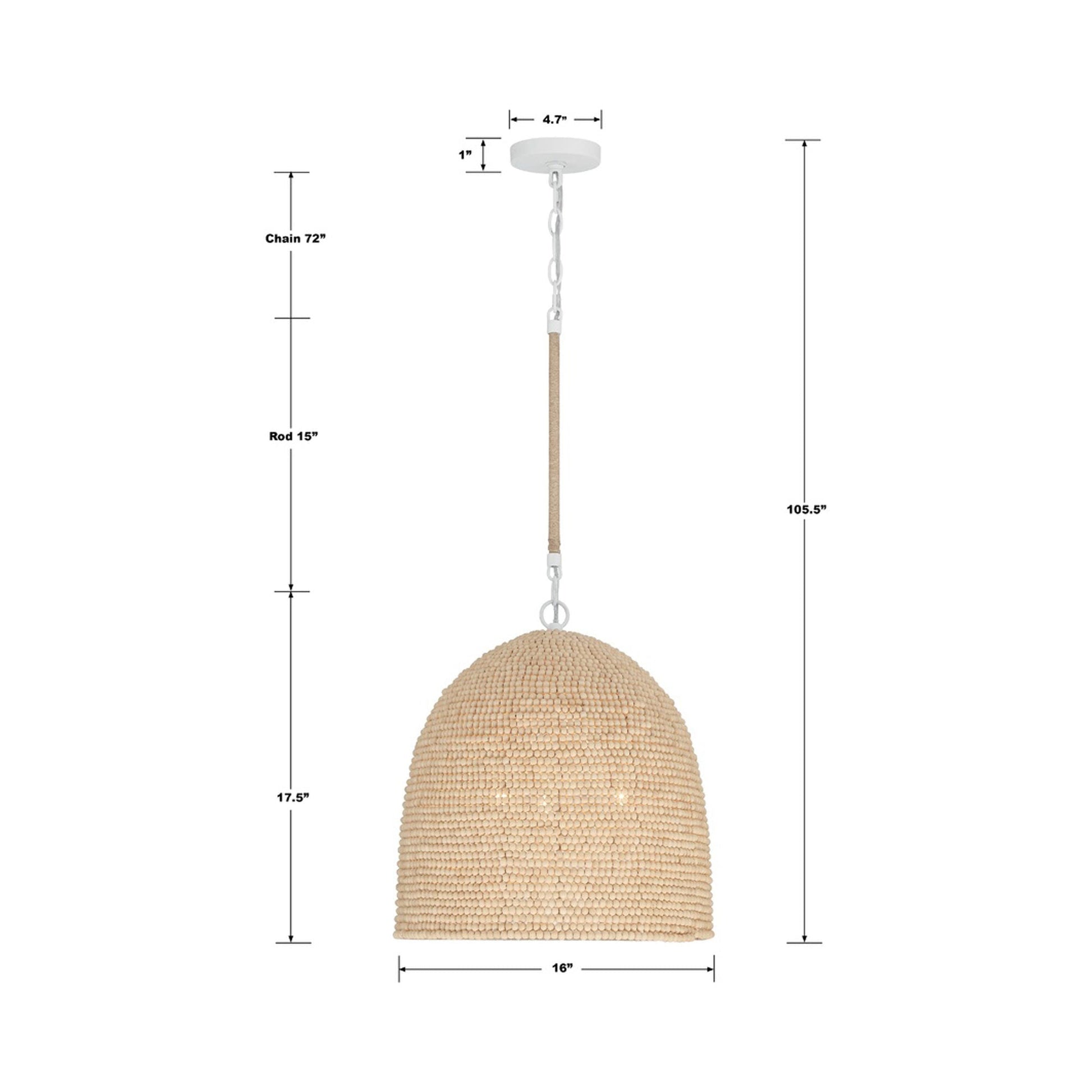 Jasper Pendant Light - line drawing.