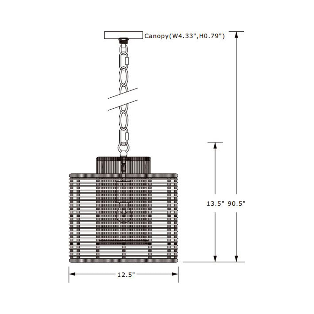 Jayna Pendant Light - line drawing.