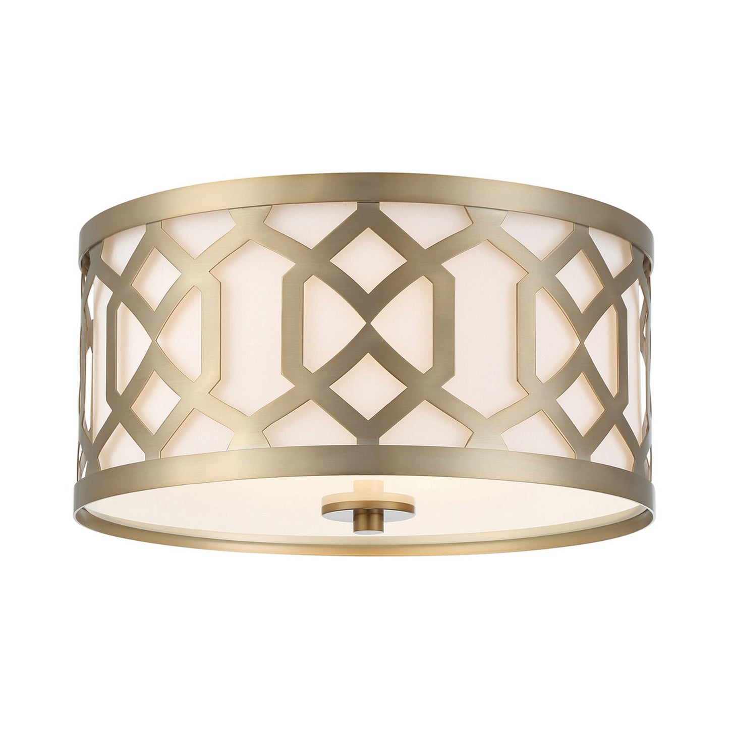 Jennings Flush Mount Ceiling Light in Aged Brass.