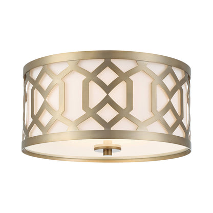 Jennings Flush Mount Ceiling Light in Aged Brass.