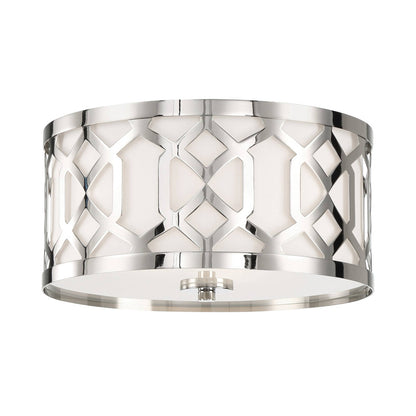 Jennings Flush Mount Ceiling Light in Polished Nickel.