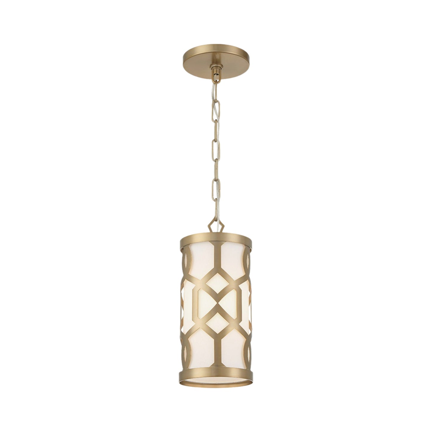 Jennings Pendant Light in Aged Brass.