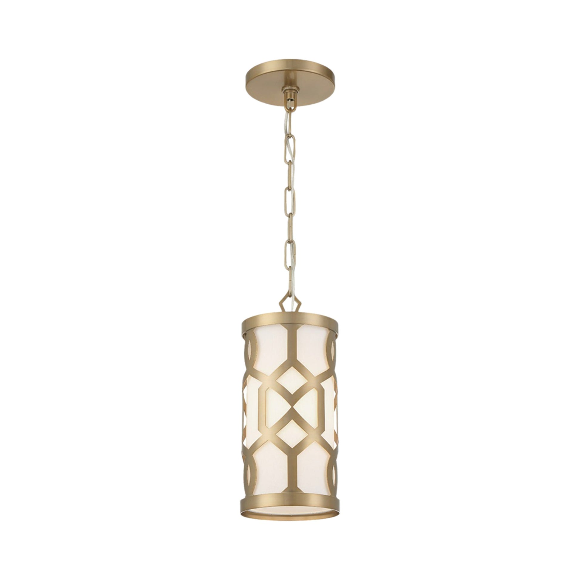 Jennings Pendant Light in Aged Brass.