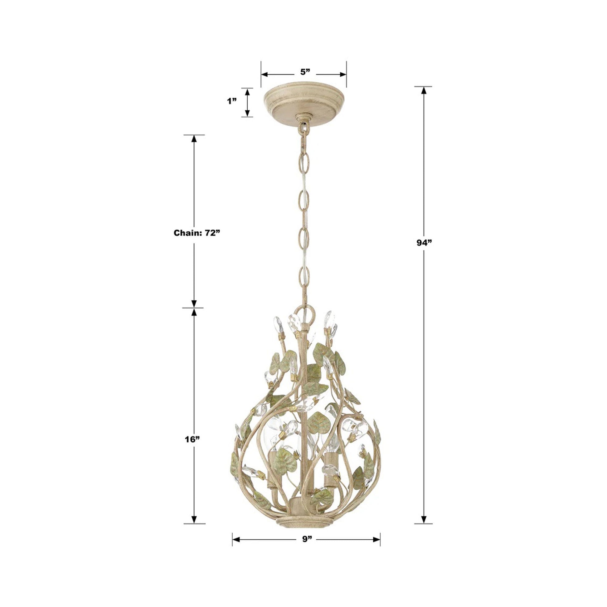 Josie Mini Chandelier - line drawing.