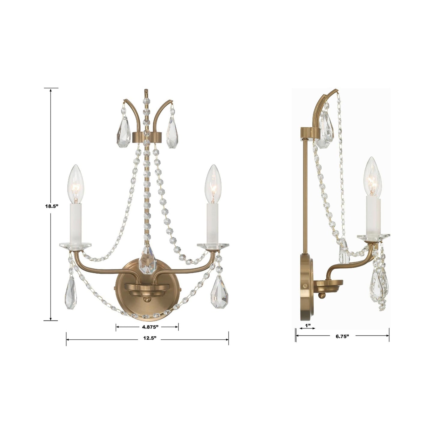 Karrington Wall Light - line drawing.
