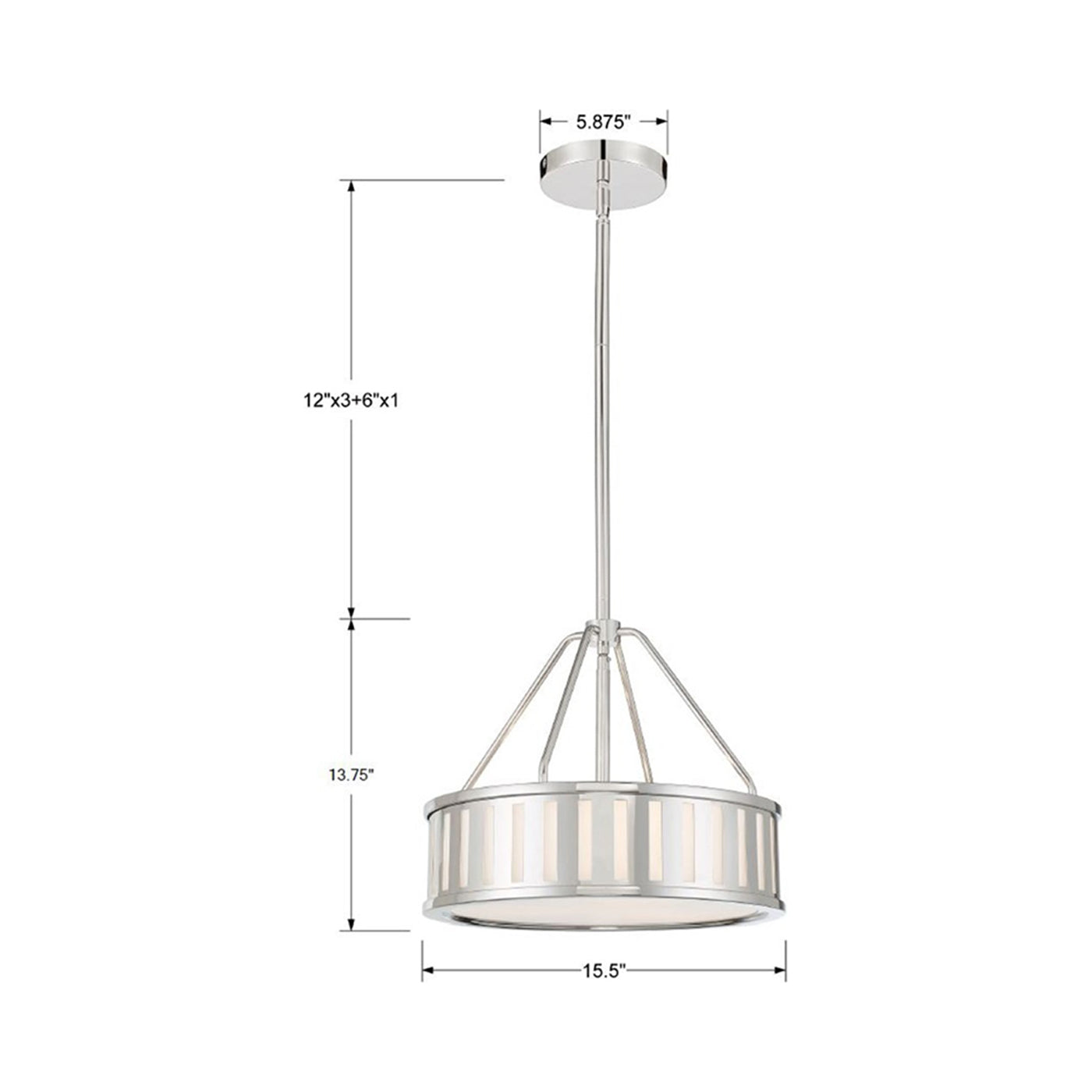Kendall Pendant Light - line drawing.