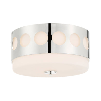 Kirby Flush Mount Ceiling Light in Polished Nickel.