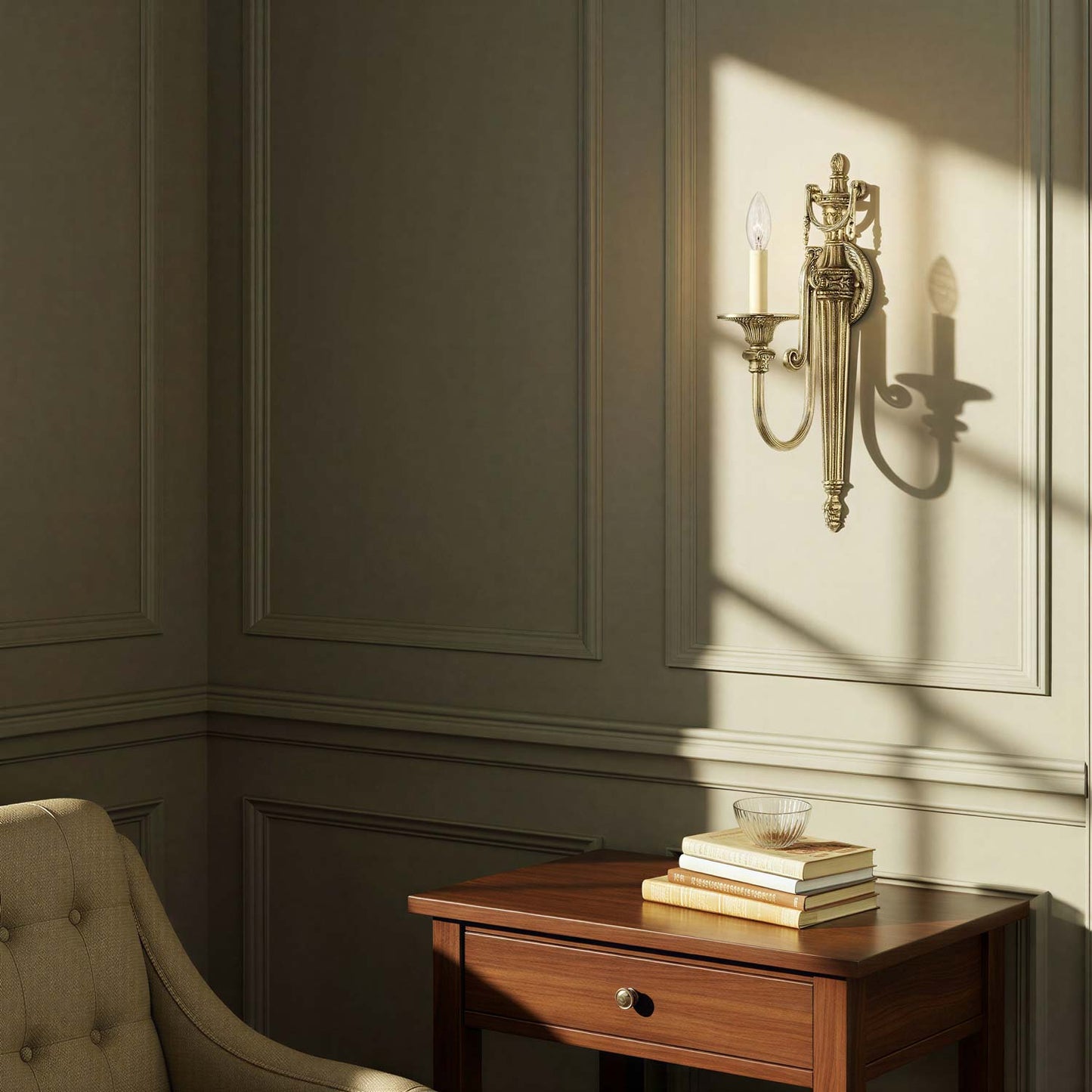 Langley Single Wall Light in living room.