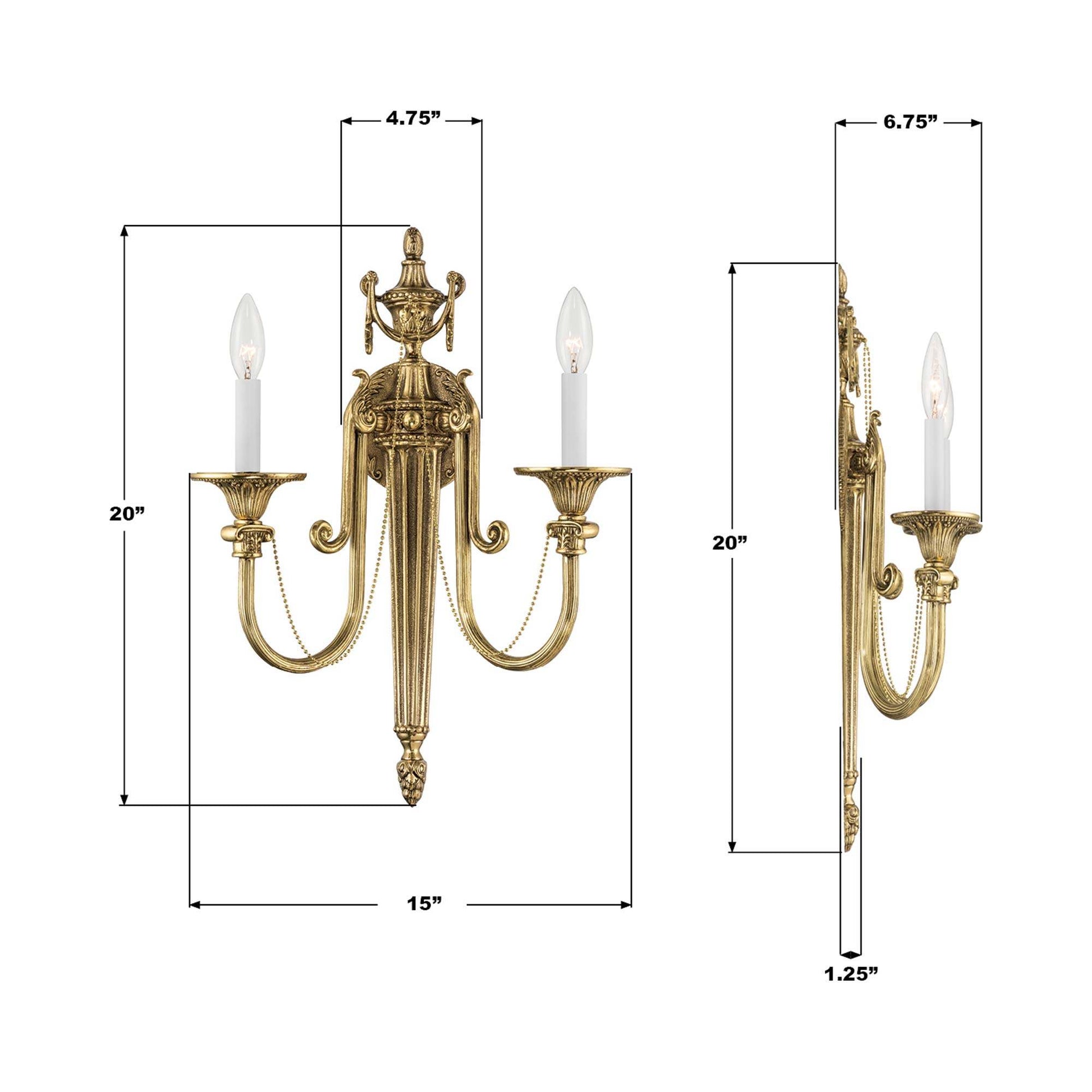 Langley Wall Light - line drawing.