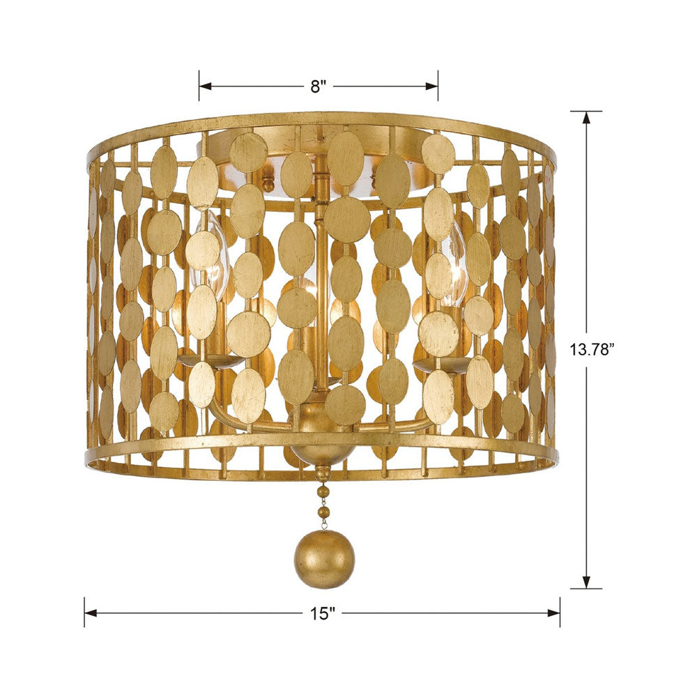 Layla Flush Mount Ceiling Light - line drawing.