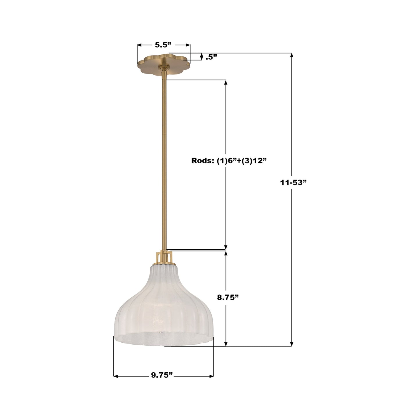Layton Pendant Light - line drawing.